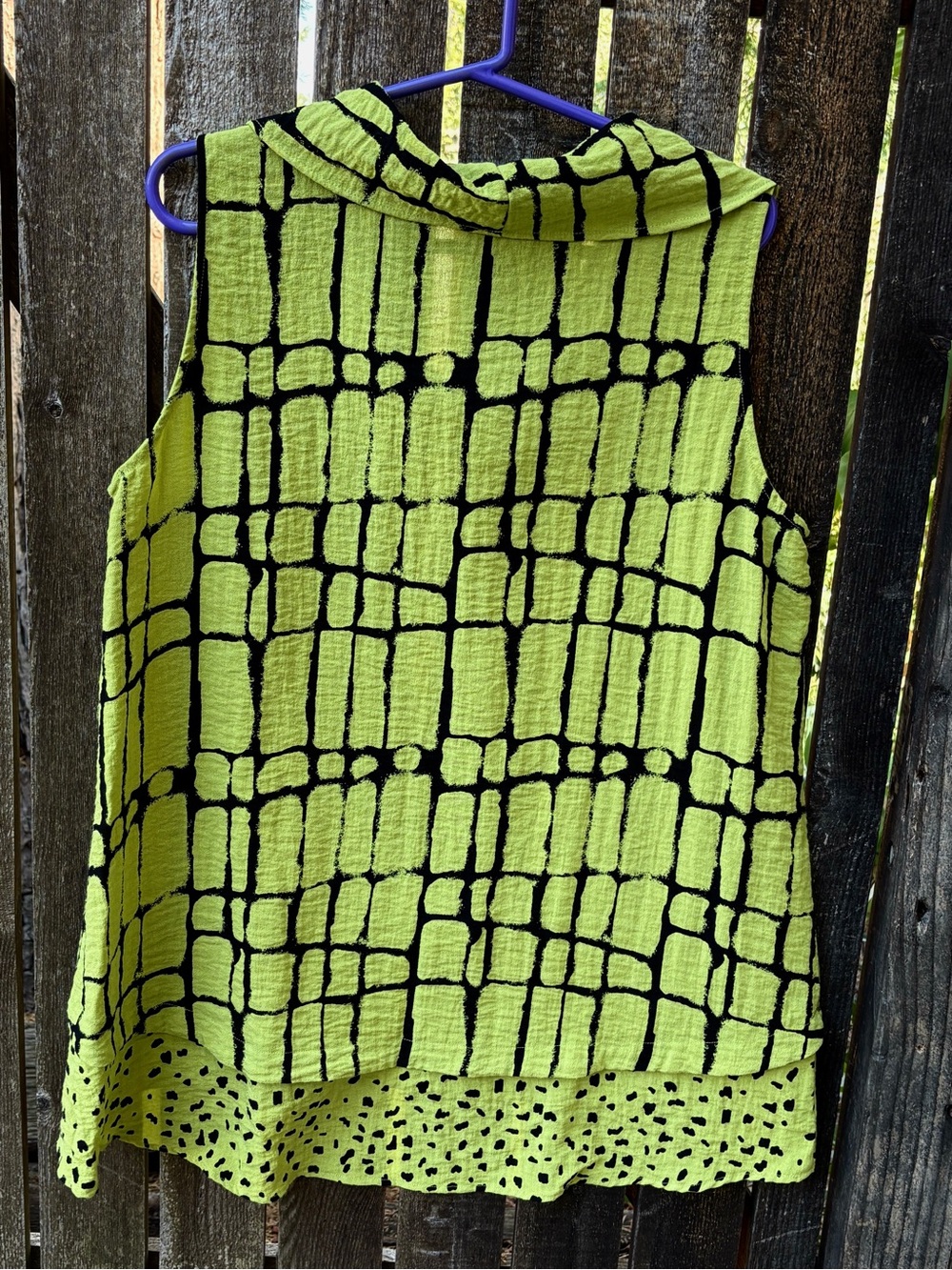 Habitat Cowl Neck Sleeveless Tunic Top In Lime Green/Black Sz L - Picture 2 of 8